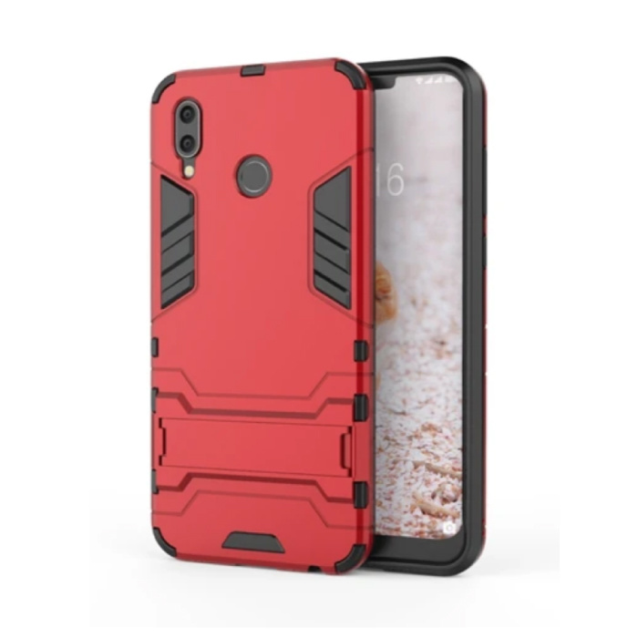 iPhone XR - Roboter-Rüstungskoffer-Abdeckung Cas TPU-Hülle Rot + Ständer
