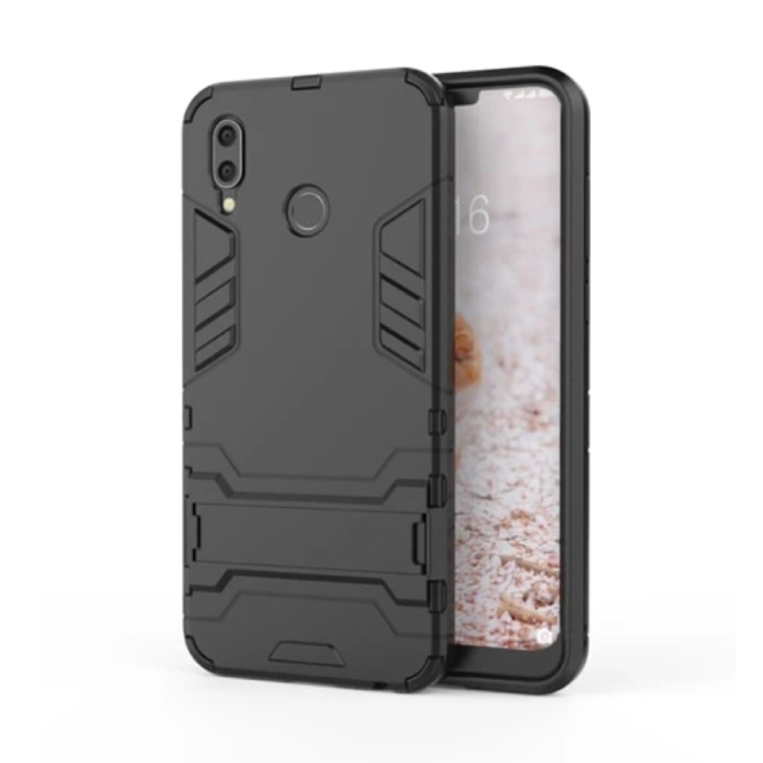 iPhone XR - Robotic Armor Case Cover Cas TPU Case Noir + Béquille