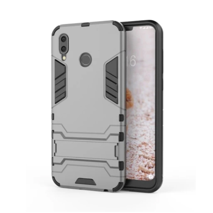 iPhone XS - Robotic Armor Case Cover Cas TPU Case Szary + podpórka