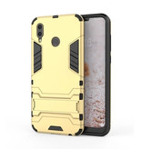 HATOLY iPhone XS - Robotic Armor Case Cover Cas TPU Case Gold + Kickstand