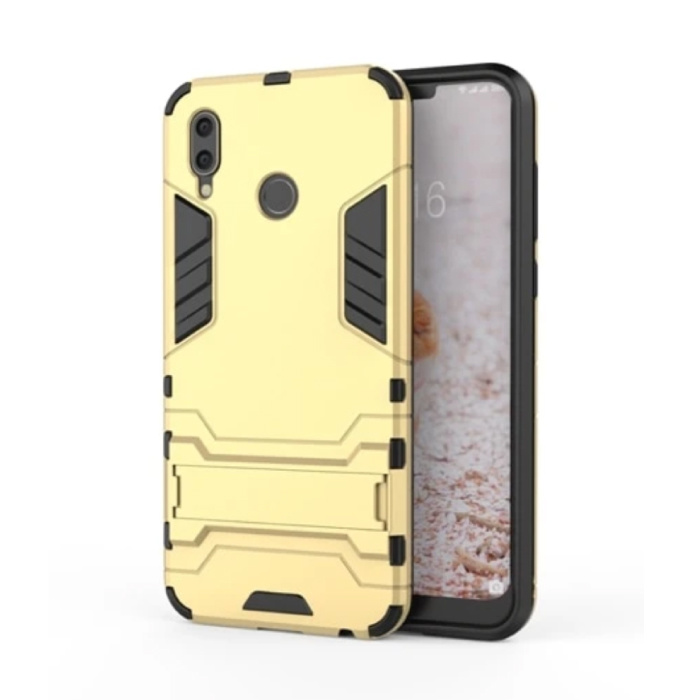 iPhone XS Max - Robotic Armor Case Cover Cas TPU Case Gold + Kickstand