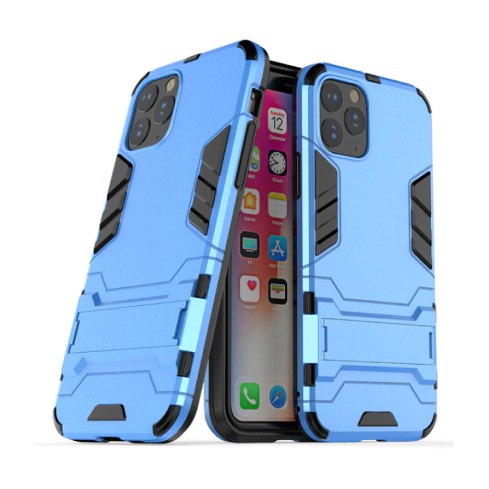 iPhone 11 - Roboter-Rüstungskoffer-Abdeckung Cas TPU-Hülle Blau + Ständer