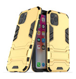 HATOLY iPhone 11 Pro - Custodia protettiva per armatura robotica Custodia in TPU oro + cavalletto