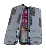 HATOLY iPhone 11 Pro Max - Custodia protettiva per armatura robotica Custodia in TPU blu scuro + cavalletto