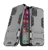 HATOLY iPhone 11 Pro Max - Custodia protettiva per armatura robotica Custodia in TPU grigia + cavalletto