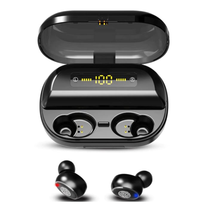 9D TWS Wireless Smart Touch Control Earpieces Bluetooth 5.0 In-Ear Wireless Buds Earphones Earbuds 4000mAh Powerbank Earphone Black