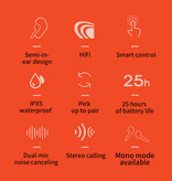 QCY T3 TWS Auriculares inalámbricos con control táctil inteligente Bluetooth 5.0 Auriculares inalámbricos en la oreja Auriculares Auriculares de 600 mAh Blanco
