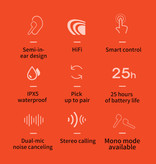 QCY T3 TWS Draadloze Smart Touch Control Oortjes Bluetooth 5.0 Ear Wireless Buds Earphones Earbuds 600mAh Oortelefoon Wit