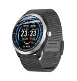 Lemfo Montre intelligente de sport N58 ECG + PPG Fitness Tracker d'activité de sport Montre Smartphone iOS Android iPhone Samsung Huawei Black Metal