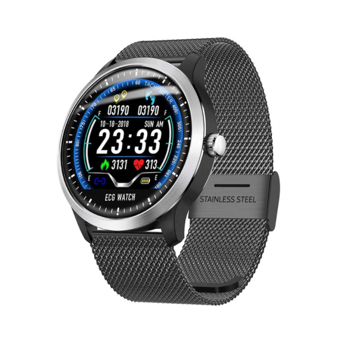 Sportowy smartwatch N58 EKG + PPG Fitness Sport Activity Tracker Smartfon Zegarek iOS Android iPhone Samsung Huawei Black Metal