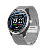 Lemfo Montre intelligente de sport N58 ECG + PPG Fitness Tracker d'activité de sport montre Smartphone iOS Android iPhone Samsung Huawei argent métal