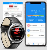 Lemfo Sportowy smartwatch EKG + PPG Fitness Sportowy monitor aktywności Smartfon Zegarek iOS Android iPhone Samsung Huawei Brązowa skóra