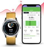 Lemfo Sport Smartwatch ECG + PPG Fitness Sport Activity Tracker Montre Smartphone iOS Android iPhone Samsung Huawei Marron Cuir