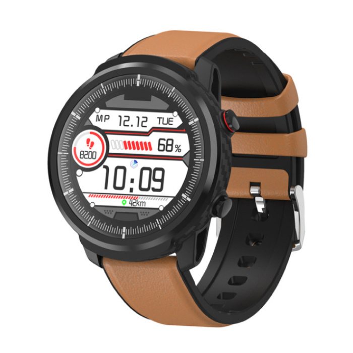 S10 Smartwatch Fitness Sport Activity Tracker Montre Smartphone iOS Android iPhone Samsung Huawei Marron Cuir