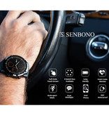 Senbono S10 Smartwatch Fitness Sport Aktivität Tracker Smartphone Uhr iOS Android iPhone Samsung Huawei Schwarzes Leder