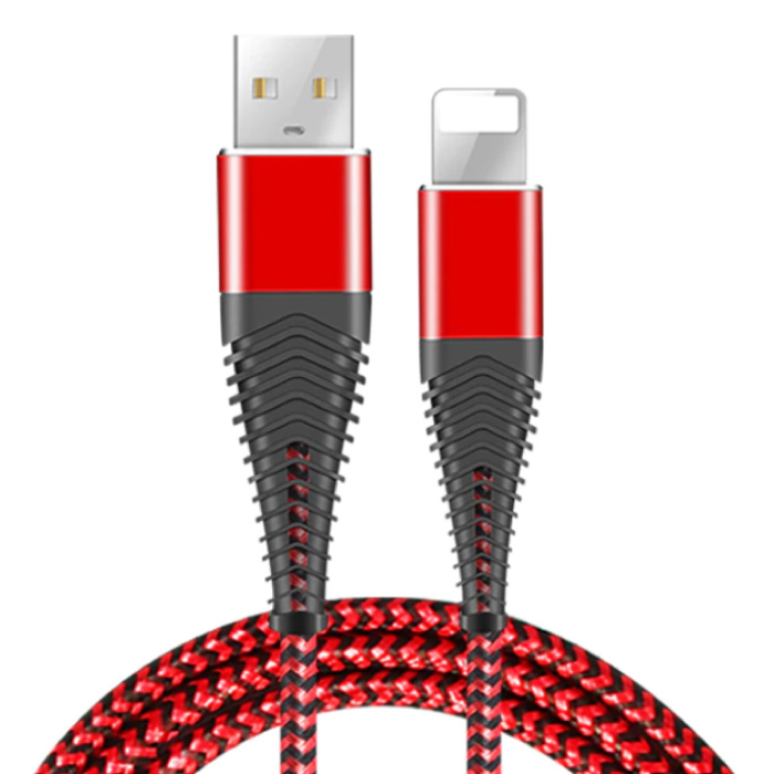 Cavo di ricarica USB fulmine Cavo dati Caricatore in nylon intrecciato 1 m iPhone / iPad / iPod Rosso