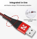 Coolreall Câble de charge USB Lightning Câble de données Chargeur en nylon tressé 1M iPhone / iPad / iPod Rouge