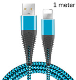 Coolreall Câble de charge USB Lightning Câble de données 1M Chargeur en nylon tressé iPhone / iPad / iPod Bleu