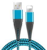 Coolreall Câble de charge USB Lightning Câble de données 1M Chargeur en nylon tressé iPhone / iPad / iPod Bleu