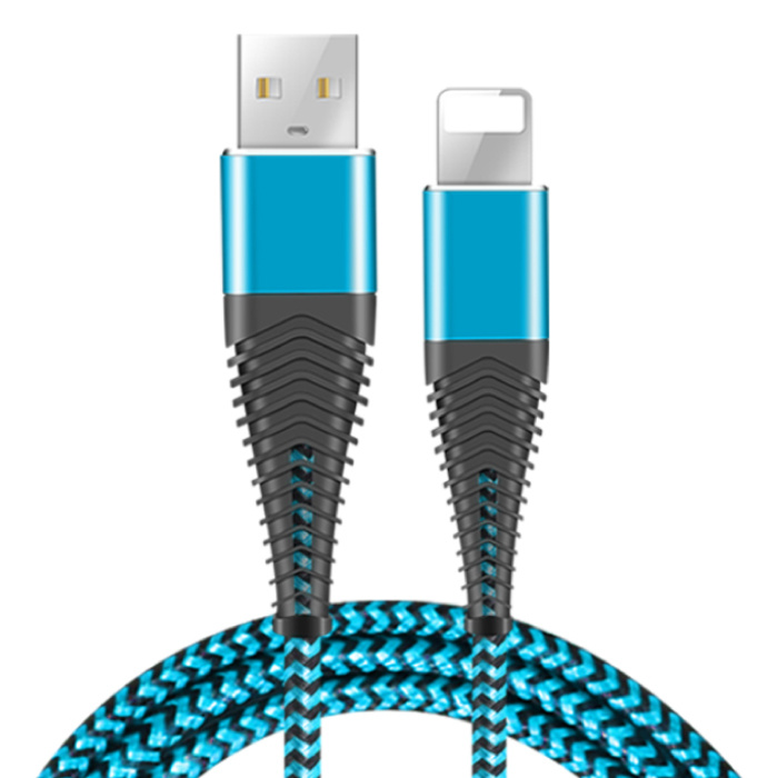 Cable de carga USB Lightning Cable de datos Cargador de nylon trenzado 1M iPhone / iPad / iPod Azul