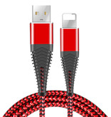 Coolreall Lightning Cable de carga USB Cable de datos 2M Cargador de nylon trenzado iPhone / iPad / iPod Rojo