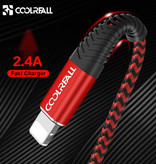 Coolreall Lightning USB Oplaadkabel Datakabel 2M Gevlochten Nylon Oplader iPhone/iPad/iPod Rood