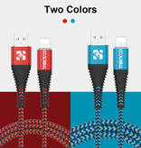 Coolreall Lightning Kabel do ładowania USB Kabel do transmisji danych 2-metrowy pleciony kabel nylonowy do iPhone'a / iPada / iPoda Niebieski