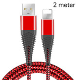 Coolreall Lightning Kabel do ładowania USB Kabel do transmisji danych 2-metrowy pleciony nylonowy ładowarka iPhone / iPad / iPod Czerwony