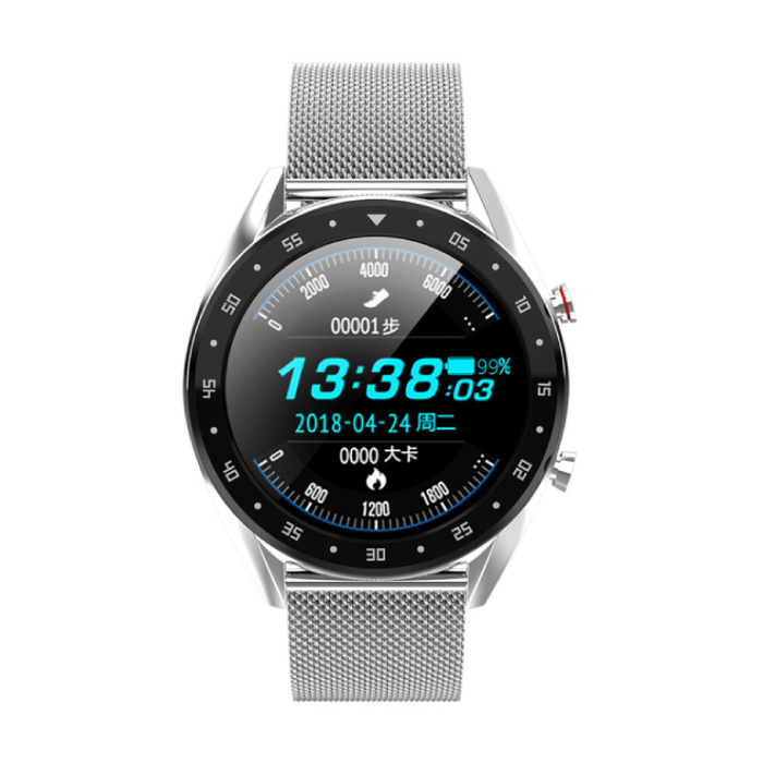 Sport Smartwatch Fitness Sport Activity Tracker Smartphone Watch iOS Android iPhone Samsung Huawei Silver Metal