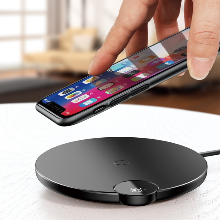 Baseus Chargeur sans fil universel Qi Chargeur sans fil à écran LED 10W Noir