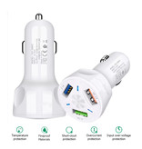 AIXXCO Chargeur / Carcharger de voiture à trois ports Quick Charge 3.0 de Qualcomm - Blanc