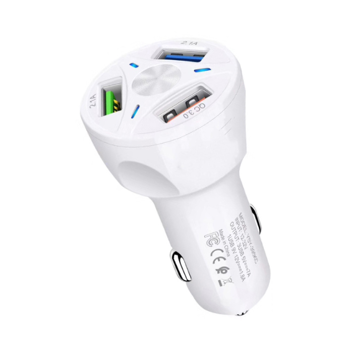 AIXXCO Qualcomm Quick Charge 3.0 Triple Port Autoladegerät / Carcharger - Weiß