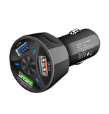 AIXXCO Qualcomm Quick Charge 3.0 Triple Port Car Charger / Carcharger - Black