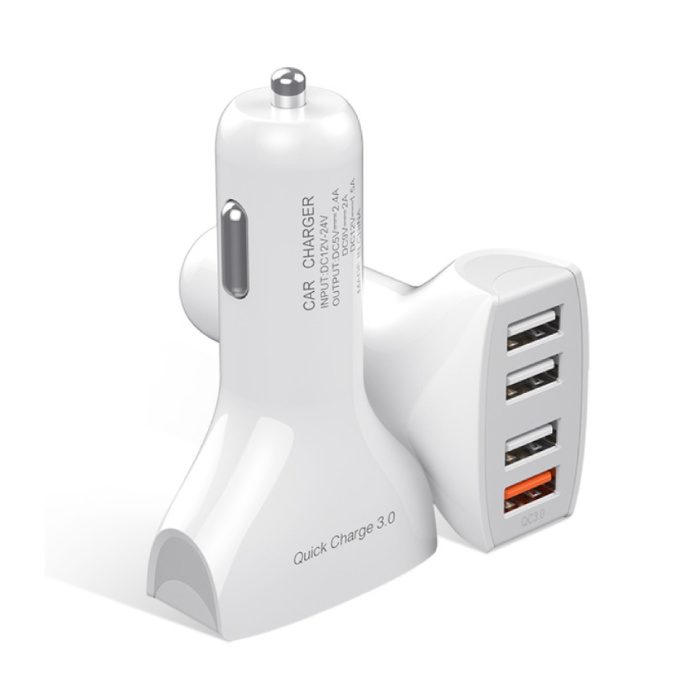 Chargeur de voiture / chargeur de voiture à quatre ports Quick Charge 3.0 de Qualcomm - Blanc