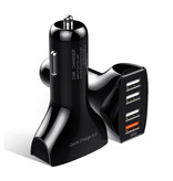 Ykz Cargador para automóvil Qualcomm Quick Charge 3.0 de cuatro puertos / Cargador para automóvil - Negro