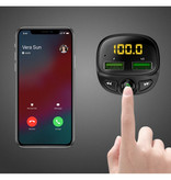 FLOVEME Cargador de coche USB dual Transmisor Bluetooth Cargador de manos libres Kit de radio FM con ranura para tarjeta SD Negro