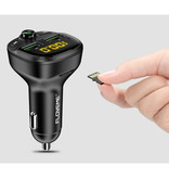 FLOVEME Double chargeur de voiture USB émetteur Bluetooth chargeur mains libres Kit radio FM avec fente pour carte SD noir