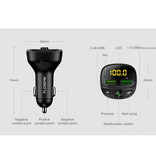 FLOVEME Dual USB Car Charger Bluetooth Transmitter Handsfree Charger FM Radio Kit With SD Card Slot Black