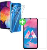 Stuff Certified® Custodia in TPU trasparente per Samsung Galaxy A40 + protezione per schermo in vetro temperato