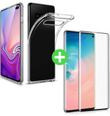 Stuff Certified® Custodia in TPU trasparente per Samsung Galaxy S10 Plus + vetro temperato proteggi schermo