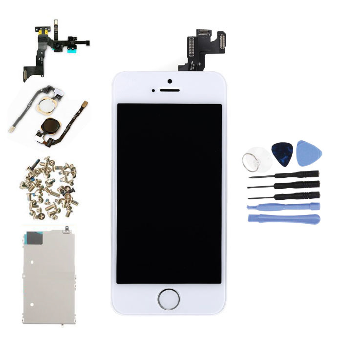 iPhone 5S Wstępnie zmontowany ekran (ekran dotykowy + LCD + części) Jakość AAA + - biały + narzędzia