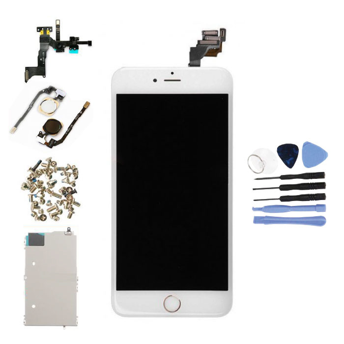 iPhone 6 Plus Wstępnie zmontowany ekran (ekran dotykowy + LCD + części) AAA + jakość - biały + narzędzia
