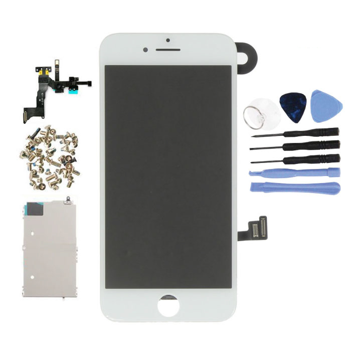 iPhone 8 Wstępnie zmontowany ekran (ekran dotykowy + LCD + części) AA + Jakość - biały + narzędzia