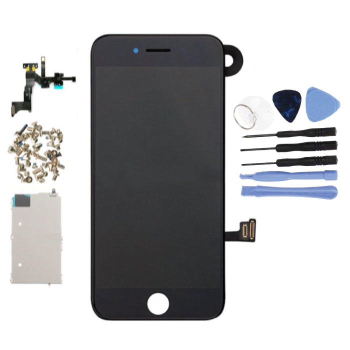 iPhone 7 Plus Vormontierter Bildschirm (Touchscreen + LCD + Teile) AA + Qualität - Schwarz + Werkzeuge