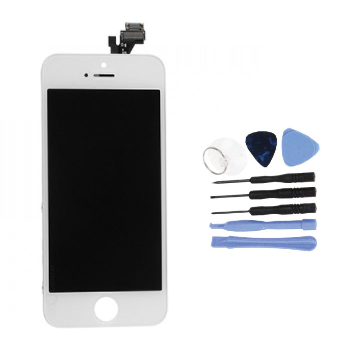 Ekran iPhone 5 (ekran dotykowy + LCD + części) AA + Jakość - biały + narzędzia