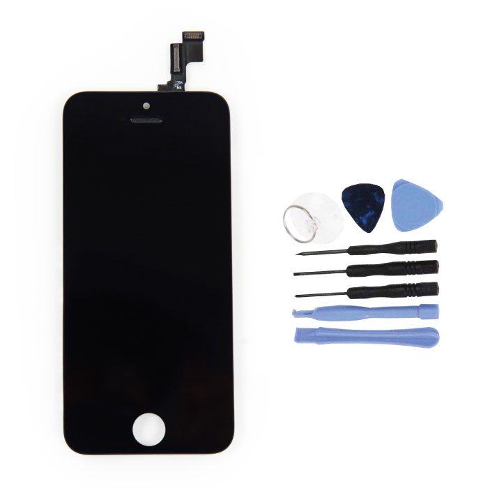 Ekran iPhone SE / 5S (ekran dotykowy + LCD + części) Jakość A + - czarny + narzędzia