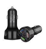 AIXXCO Qualcomm Quick Charge 3.0 Triple Port Car Charger / Carcharger - Black