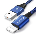 Baseus Cavo di ricarica USB lampo Cavo dati Caricatore in nylon intrecciato 3M per iPhone / iPad / iPod blu