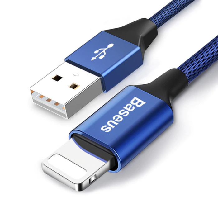 Lightning USB Oplaadkabel Datakabel 3M Gevlochten Nylon Oplader iPhone/iPad/iPod Blauw