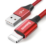 Baseus Lightning Cable de carga USB Cable de datos Cargador de nylon trenzado 3M iPhone / iPad / iPod Rojo